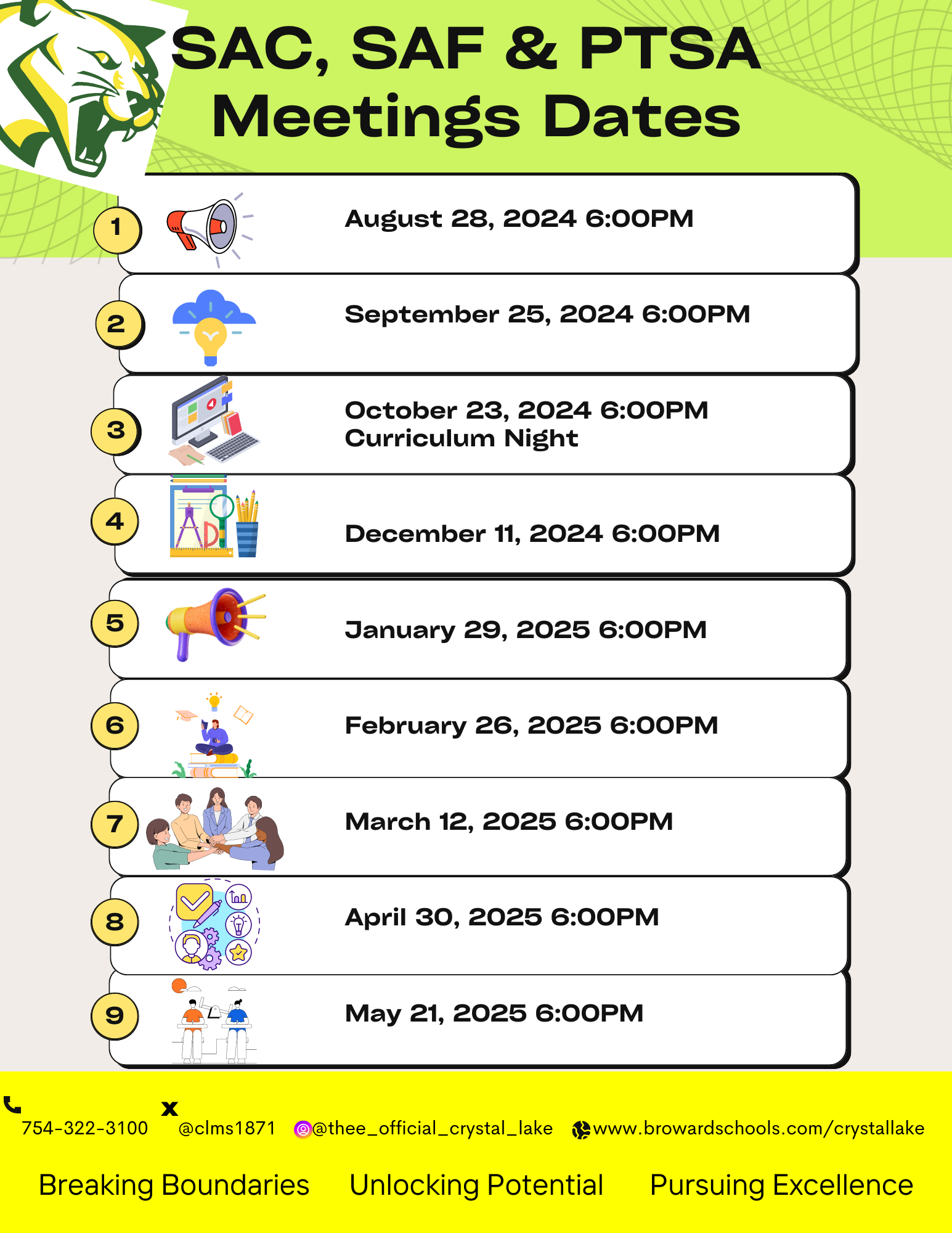  SAC/SAF/PTSA Meeting Dates Flyer